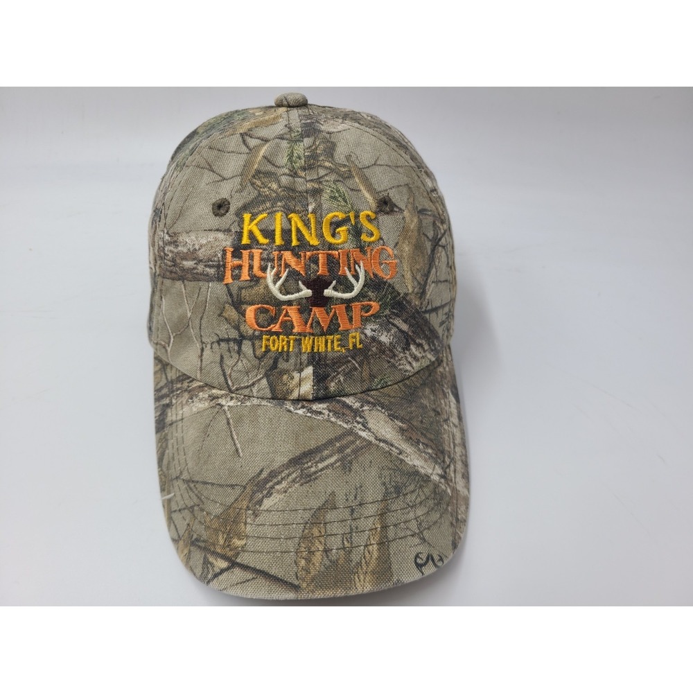 Kings Hunting Camp Fort White Florida Camo Strapback Adjustable Hat Cap Brown